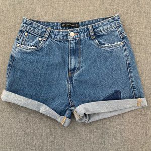Women's Zara Blue‎ Denim Shorts Disney Cuffed Cotton Size 4